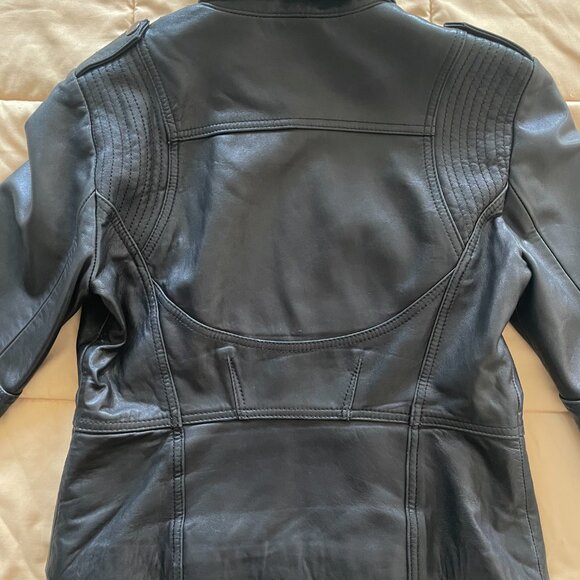 Kenneth Cole Reaction Women's Genuine Leather Jacket Fitted Size Medium - Picture 2 of 8